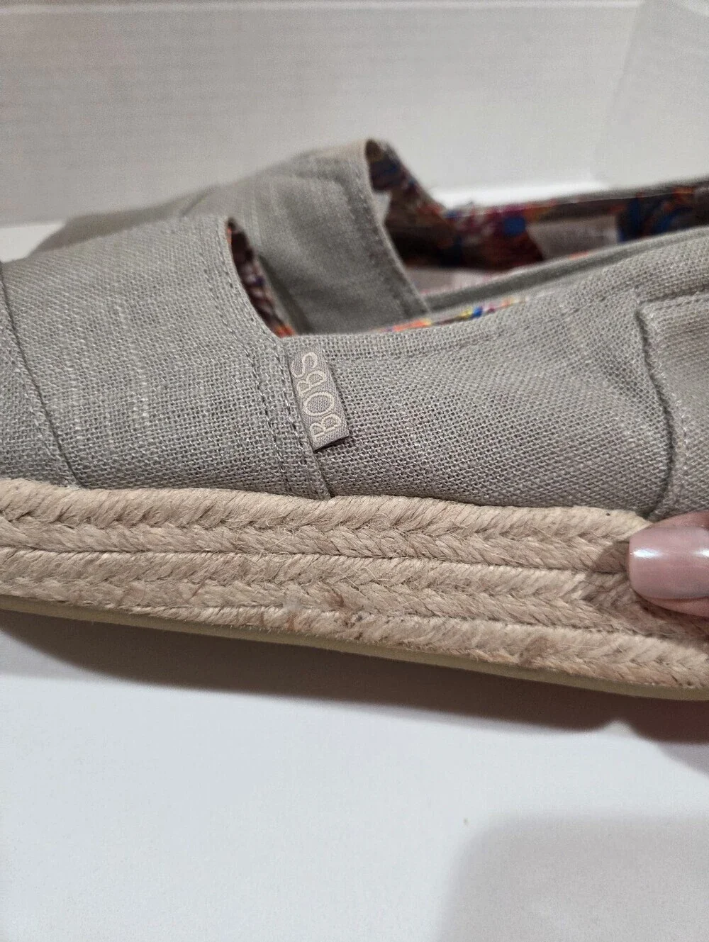 Bobs from Skechers Women's Taupe Espadrille Wedge Slip On Shoes Size 7.5
